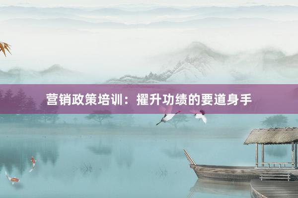 营销政策培训：擢升功绩的要道身手